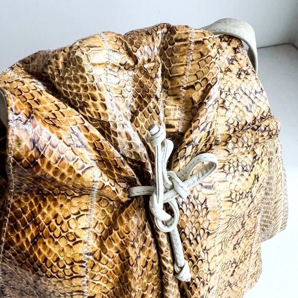 Vintage Clemente Snakeskin Leather Cinched Detail Crossbody - Picture 3 of 13